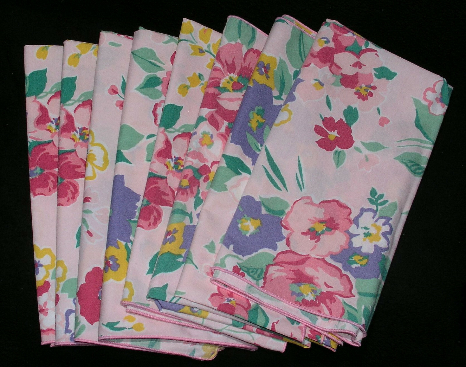New Floral Fabric Napkins 18X18 Floral Spring Yellow Green Purple Pink Set of 10 eBay