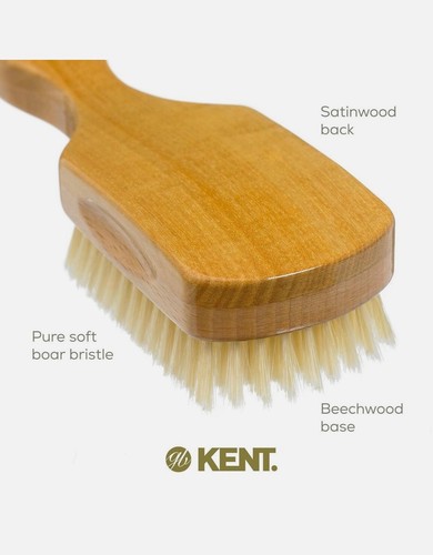 NWT Kent OS11 Mens Finest Soft White Boar Bristle Club Dual Wood Hair Brush - Picture 4 of 17