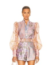 Zimmermann Kaleidoscope Spliced Blouse RARE silk linen size  2 / 10-12 AU