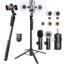 Content Creator Essentials Vlogging Kit for iPhone, Tripod Wireless Mic