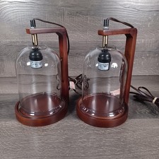 Vintage Set of Glass Dome Cloche Table Lamps ...