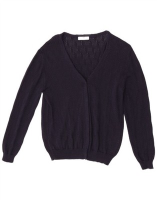 Peter Hahn Womens Cardigan Sweater UK 16 Large Navy Blue Cotton CI16