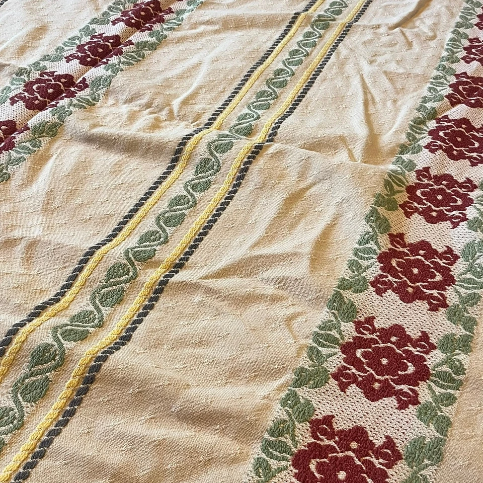 Vintage Fieldcrest Tapestry Blanket Rose Floral Woven Cotton Queen 87x77 USA - Image 4 of 4