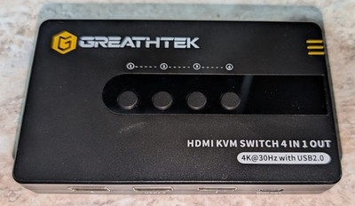 GREATHTEK 4-In-1-Out 4K@30Hz HDMI USB 2.0 KVM Switch
