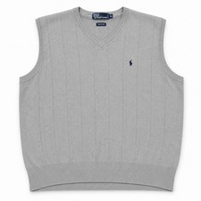 Polo Ralph Lauren Men s Gray Ribbed Cotton Sweater Vest XL 90s