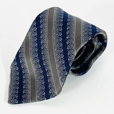 Robert Talbott BOC 100% Silk Neck Tie Blue/Silver Striped W/Pink Pin Dots 3.25 