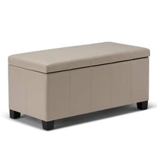 WyndenHall Lancaster 36" Wide Contemporary Rectangle Storage Ottoman in Satin