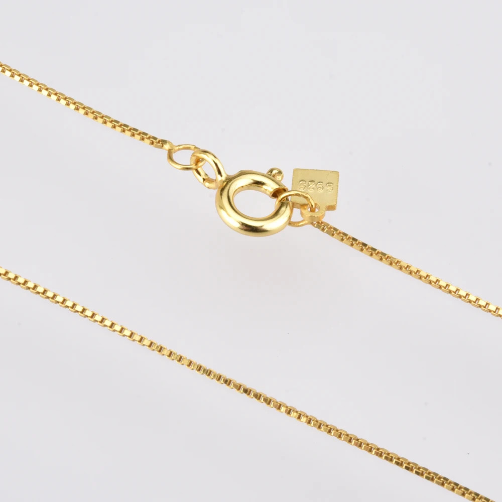 Sterling Silver Gold Box Chain Beads Choker Long Necklace Fine  Women