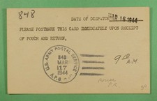 DR WHO 1944 WWII APO 848 PONCE PUERTO RICO WAR DEPT OFFICIAL TO USA R43813
