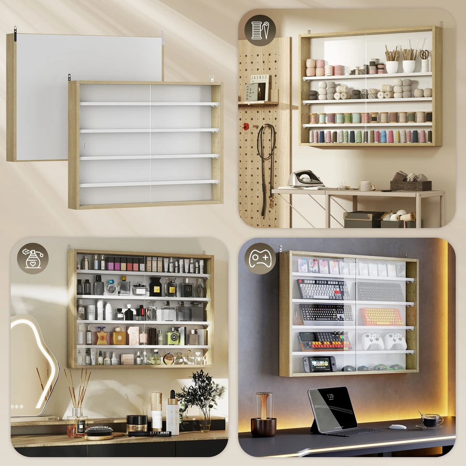 Display Cabinet Four Adjustable Shelves in The Wall Cabinet - Image 3 of 4