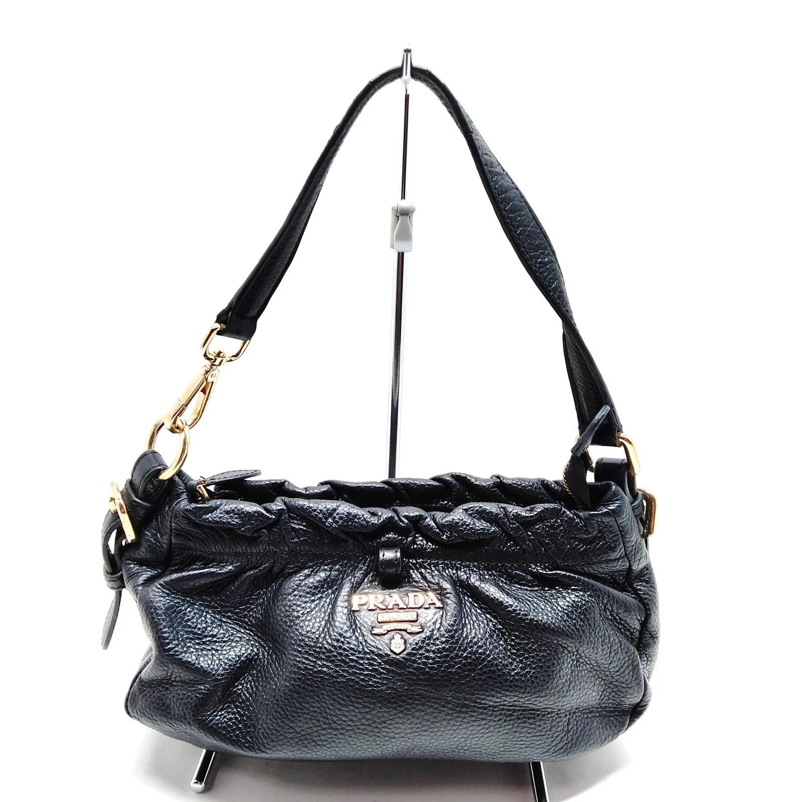 Prada Hand Bag Black Leather 1069134