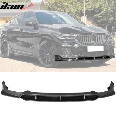 Fits 20-23 BMW G06 X6 M Sport Pre-LCI Carbon Fiber Print Front Bumper Lip 4PC