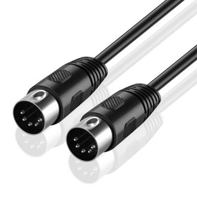 MIDI Cable 5 Pin DIN Male Audio Connector Interface Jack Plug Wire Cord - 15FT
