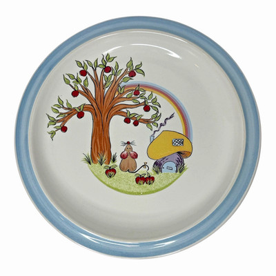 Denby England Stoneware Apple Tree Mouse & House Childs Plate Vintage  82- 87