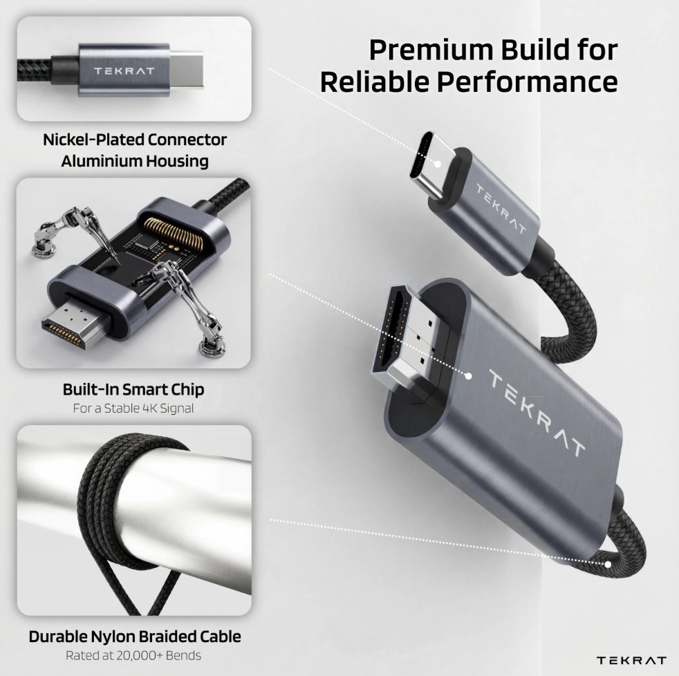 Câble Adaptateur USB-C vers HDMI 4K UHD 2m - MacBook Pro, iPad, Samsung-TV-PC foto 5