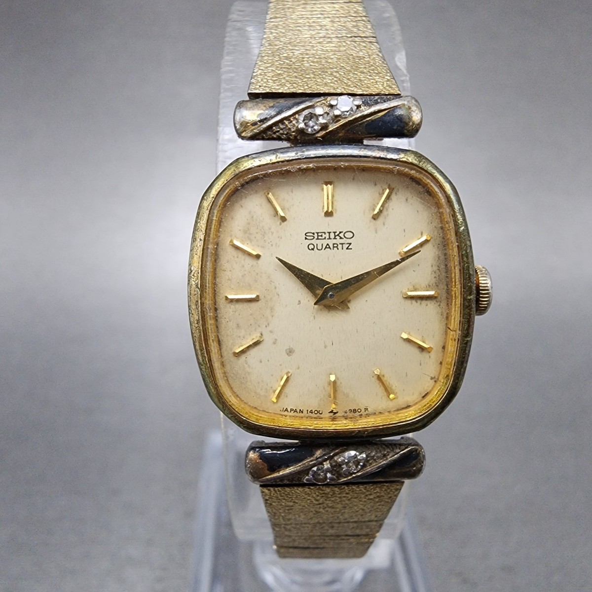 名406/ SEIKO セイコー 14K SS 刻印あり レディース クオーツ Vintage Seiko Gold Plated 1400 6440 Integrated Bracelet Lady