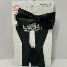 Wonder Nation Kids Green Camo Bow Tie and Suspender Set One Size New Dress Tux