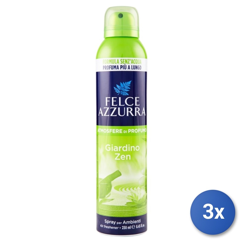 3x Blue Fern Air Freshener Spray Zen Garden 250 Ml