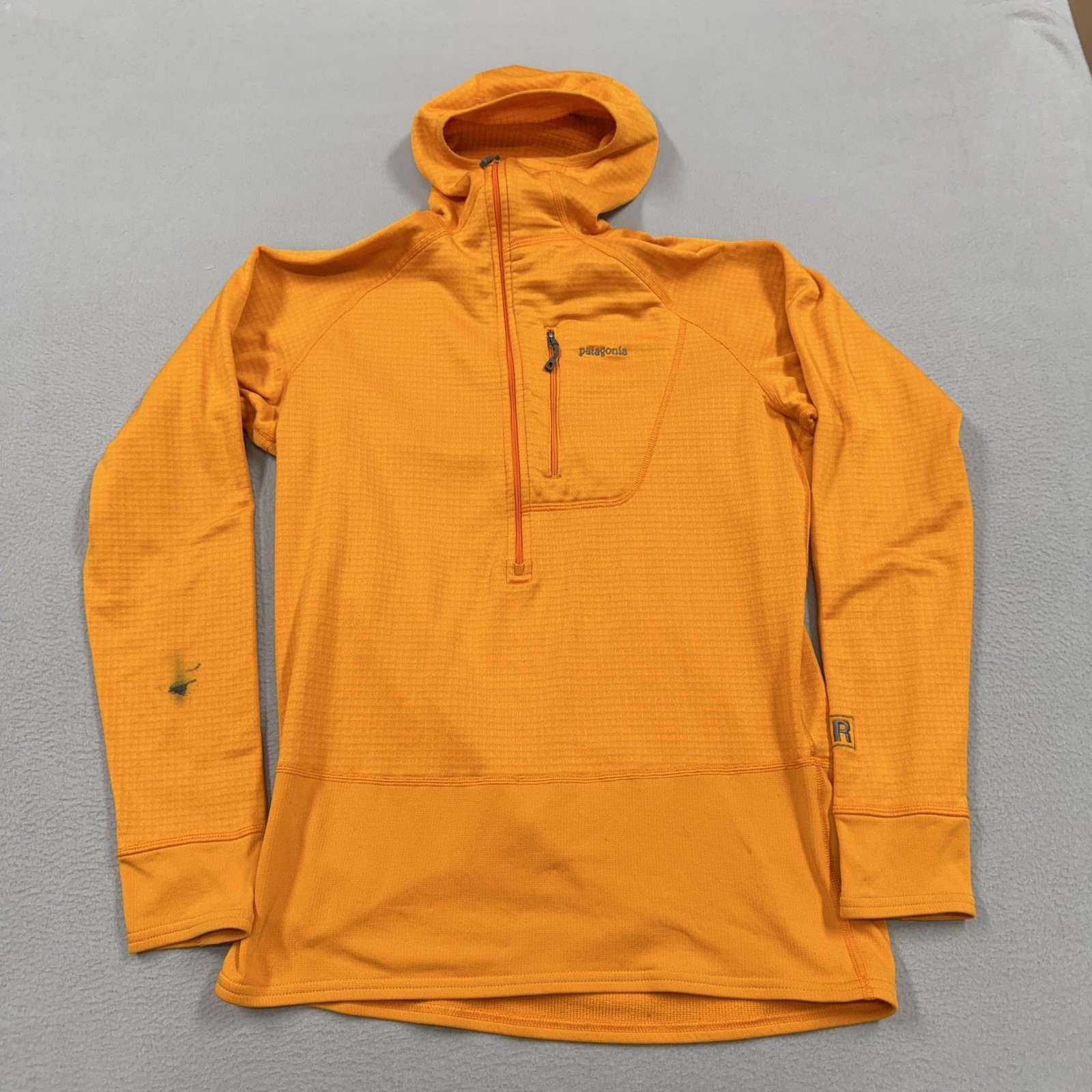 Sudadera con Capucha Patagonia Para Hombres Mediana Naranja Polar 1/2 Cremallera Pullover Senderismo Capa Base