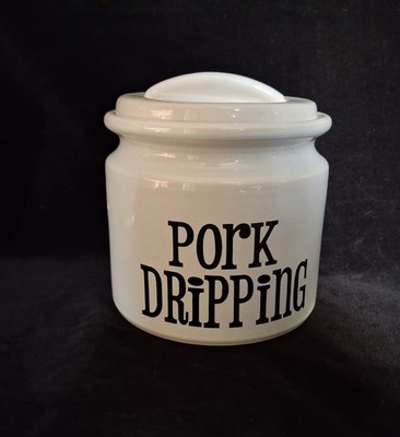 Retro TG Green Spectrum Pork Dripping White Keramikdose mit Deckel - 12,5 cm