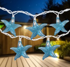 Northlight Set of 10 Blue Starfish Novelty String Lights - 9ft White Wire