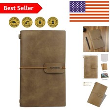 Refillable Retro Journal - Stylish 4.72x7.87inch Travel Notebook with Card Slots