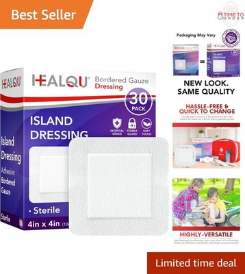 Gauze Island Dressing 4x4 Water-Resistant Sterile Pack of 30 Wound Cover