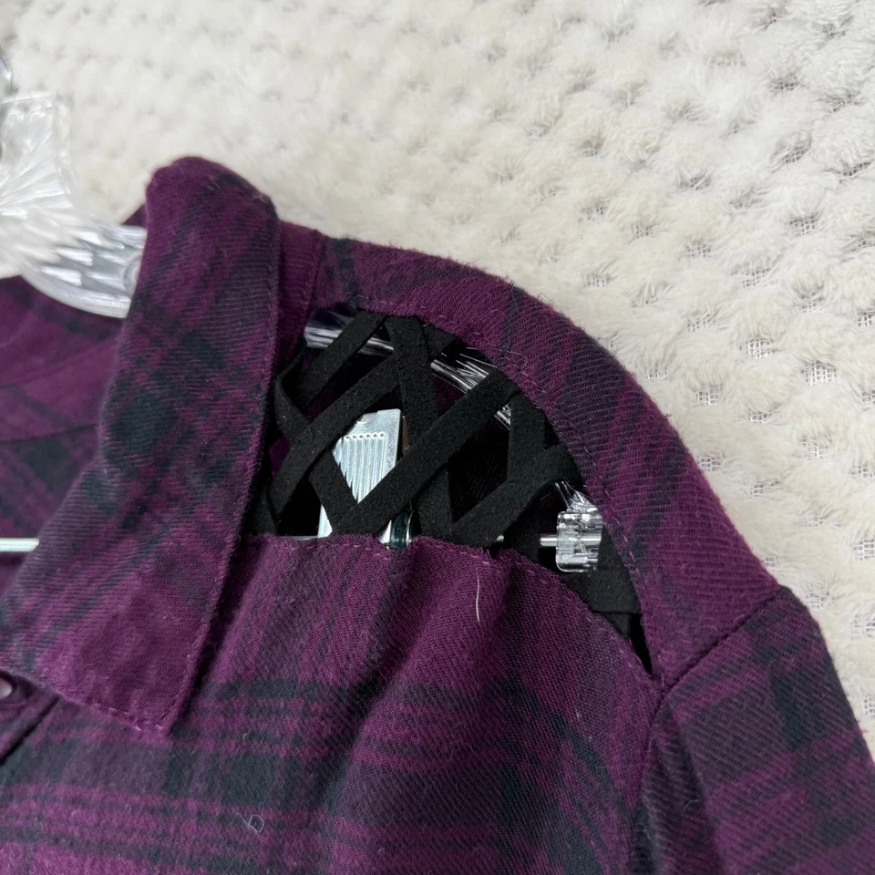 Camisa Torrid Top Mujer Cuadros Botón Frontal Corbata Manga Larga Talla 4/4X Foto 3 de 4