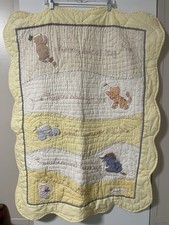 Disney WINNIE THE POOH CLASSIC Yellow Crib Bedding Quilt Blanket Nursery Baby