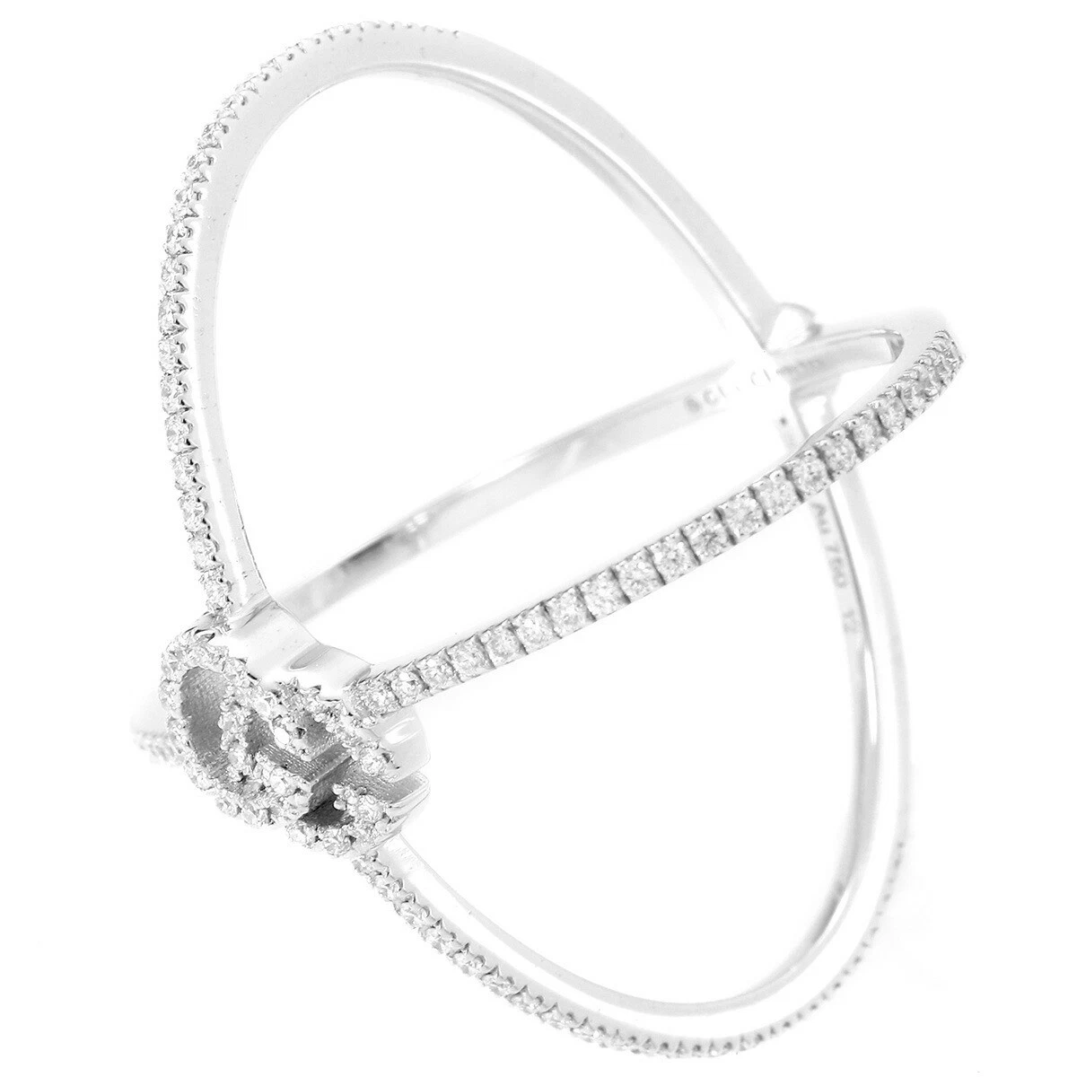 Bague de course Gucci GG or blanc 18 carats US6 bracelet diamant bijou
