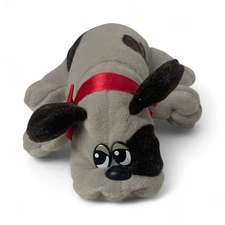 1985 Tonka POUND PUPPIES Gray & Brown Spotted Stuffed Plush Puppy 7"