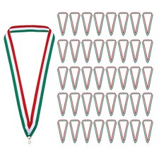 100 Pcs Award Neck Ribbons with Snap Clips Medal Lanyards Green/White/Red