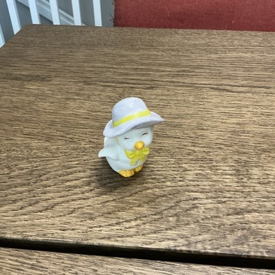 Vintage Easter Chick Figurine Baby Duck with Hat Spring Decor Collectible