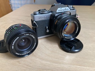 Minolta XD7 analoge SLR Kamera Silber + MD Rokkor 50mm 1:1.7 + MD W.Rokkor 35mm 