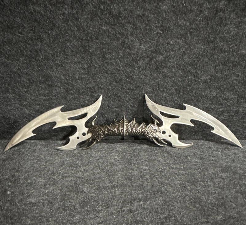 Fantasy Double Blade Dragon Dagger Decorative Stainless Steel Display Knife 18”