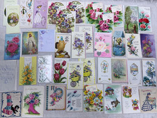 Lot Vtg 206 All Occasion Greeting Cards 1940s 50s 60s New w/Envelops Slims 3.5