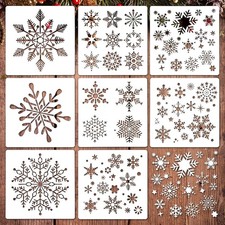 8 Pcs Christmas Snowflake Stencil Large Snowflake Painting Winter Stencils PET R