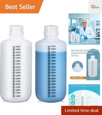 32oz/1000ml Narrow Mouth Plastic Bottles with Caps, HDPE Laboratory Grade Gra...