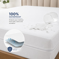 Zippered Deep Mattress Protector Waterproof Encasement Bed Bug Proof Cover Pad