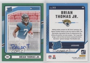 2024 Panini Donruss Rated Rookie Green Auto Brian Thomas Jr #313 Rookie Auto RC