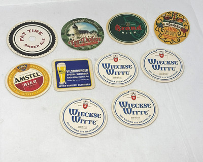 BEER COASTERS Assorted Lot of 10 Wieckse Witte Amstel Fat Tire Vilsbiburger