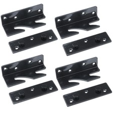 4Sets Double Hooks Heavy-Duty Bed Rail Brackets Steel Bed Hinges Part for Fra...