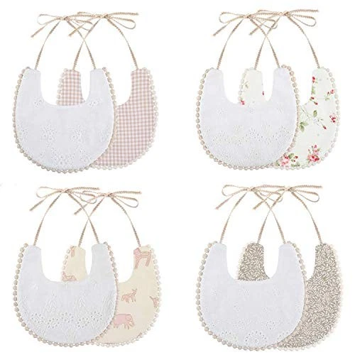 Baby Bib For Girls,Reversible Waterproof Handmade Natural Cotton Baby Drool B...