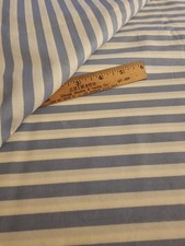 Blue White Stripe Fabric Cotton Blend BY THE YARD x 44" Stripes 3/8"