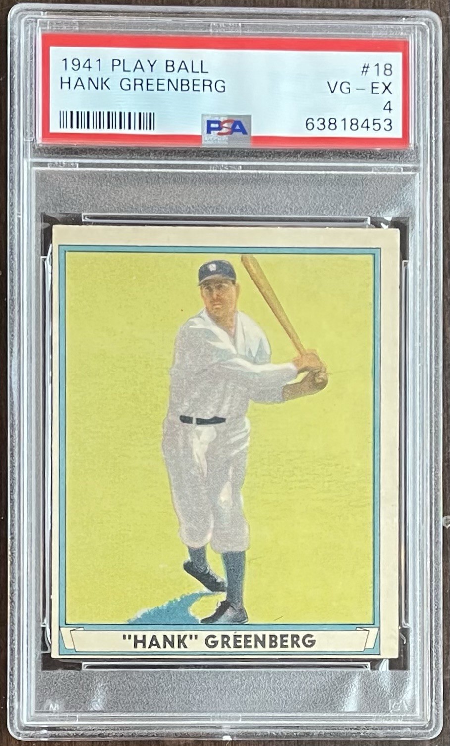 1941 Play Ball #18 Hank Greenberg, Detroit Tigers, HOF, PSA 4