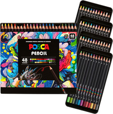 POSCA Colored Pencils, Soft Core, 48 Count, Ultra-Smooth, Rich Pigment, Vibrant
