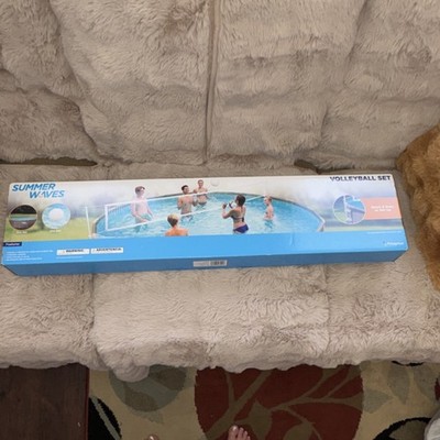 Summer Waves Volleyball Set Net & Ball for 10-20ft Metal Frame Pools, Easy Setup