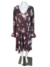 Torrid Women's Dress Skater Knit Long Bell Sleeve Floral Pullover Size 2X NWT