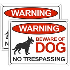 2 Pack Beware of Dog Sign, 10x7 Inch 10 x 7 Inch, Red, Black, White