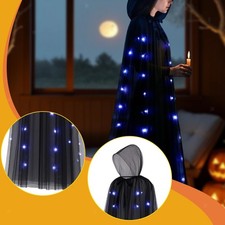 Halloween Hooded Cloak with Light Witch Robe for Carnival Masquerade Holiday